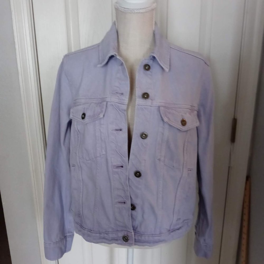 #19 "Casual Designs" Lavender Jean Trucker Jacket. Classic Cut-off BoHo Coat.